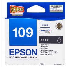 爱普生（Epson）T1091黑色墨盒 C13T109180（适用ME30/300/360/510/600F/650FN/700FW）